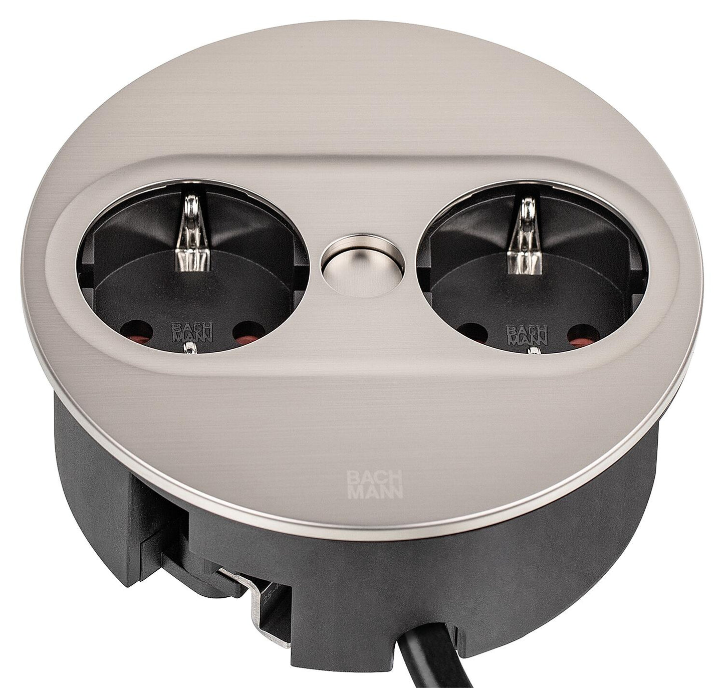 Bachmann TWIST 2 table socket, 1x Schuko, 1x USB-A/-C charger, matte black, square