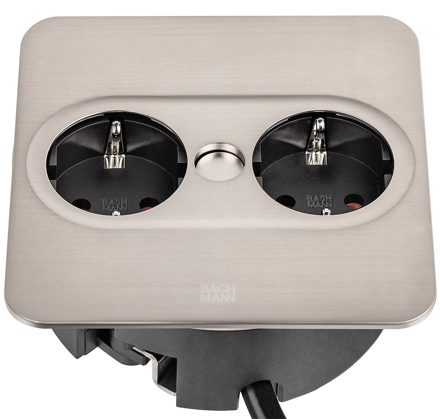 Bachmann TWIST 2 table socket, 1x Schuko, 1x USB-A/-C charger, matte black, square