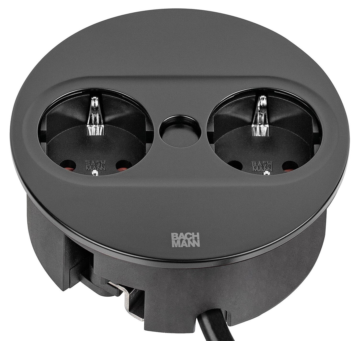 Bachmann TWIST 2 table socket, 1x Schuko, 1x USB-A/-C charger, matte black, square