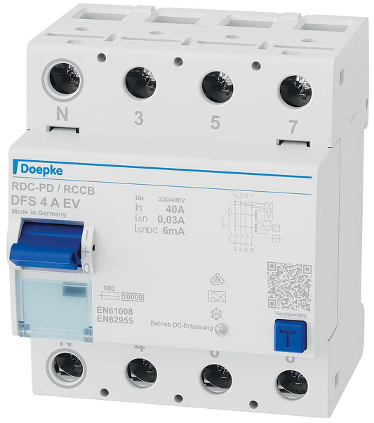 FI-Schalter DFS 4 - Typ A, unverzögert, N Links, für die Elektromobilität