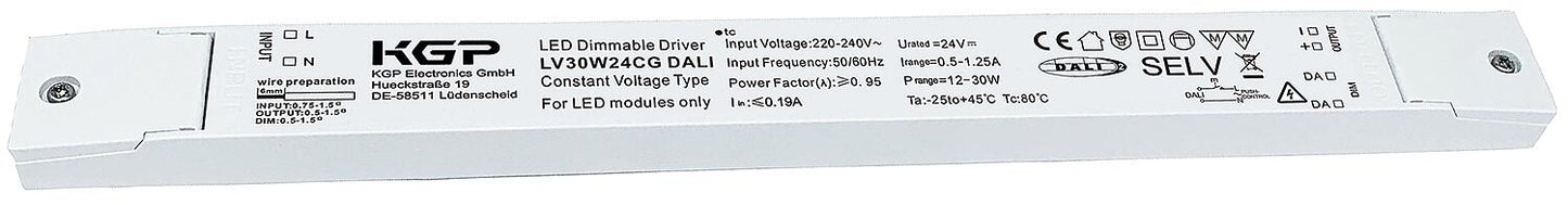 LED power supply CV 24V DC 0-30W 0-1.25A non-dimmable IP20 linear