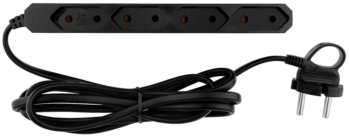 Euro socket strip, 4-way, white, 1.5 m connection cable
