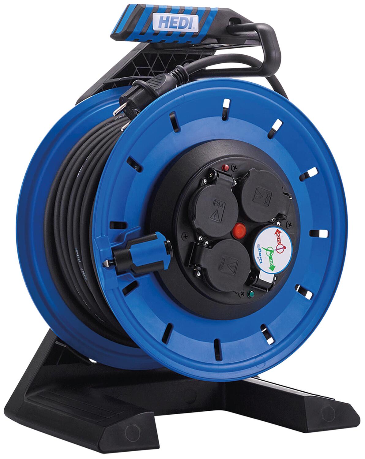 Enrouleur de câble entièrement en plastique Champion de 7e génération avec bague collectrice (insert à douille fixe), longueur de câble 40 m H07RN-F 3G1.5