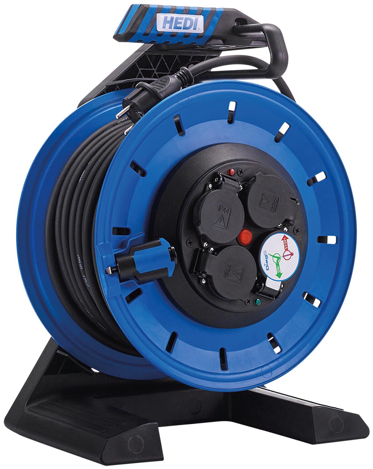 Enrouleur de câble entièrement en plastique Champion de 7e génération avec bague collectrice (insert à douille fixe), longueur de câble 40 m H07RN-F 3G1.5