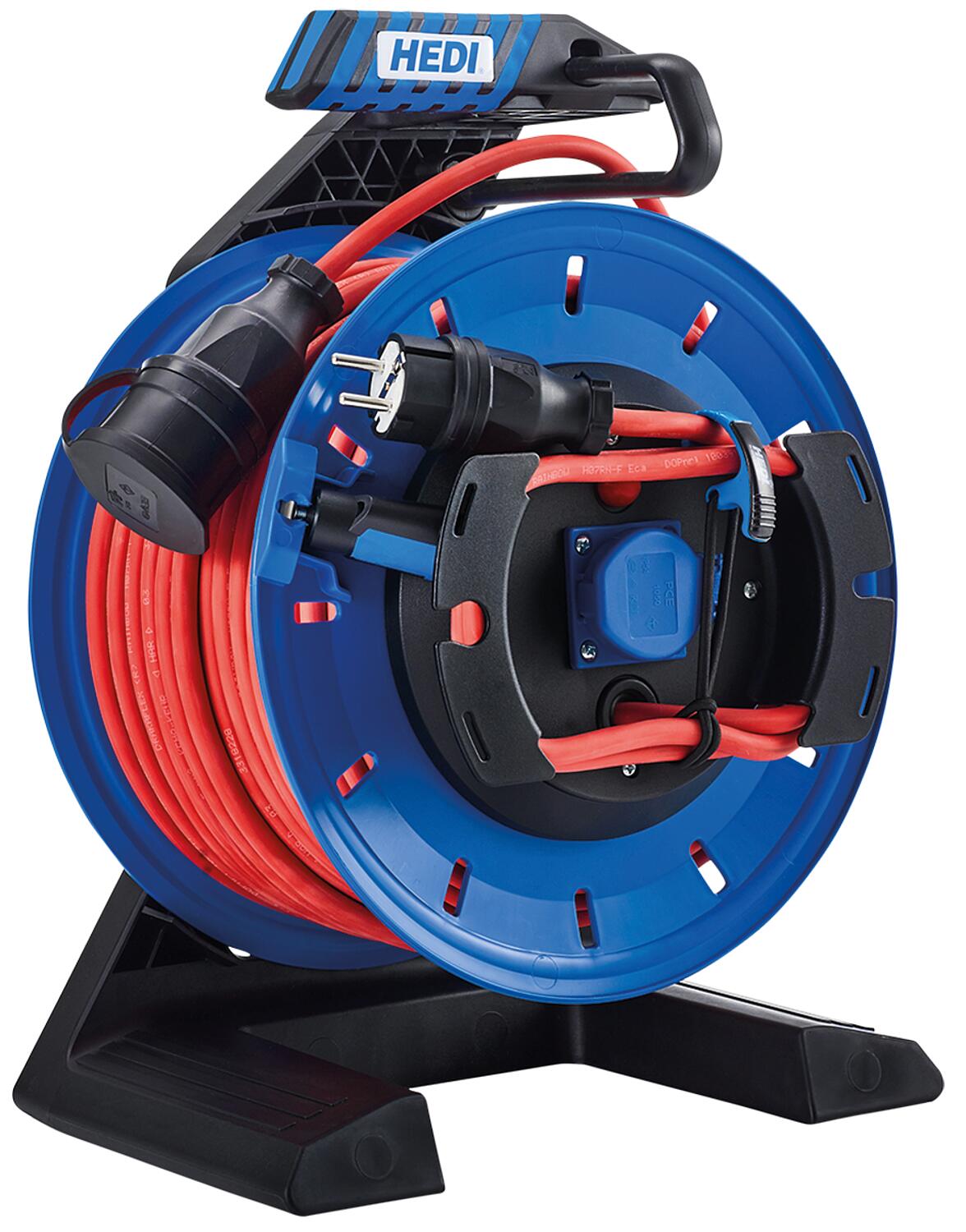 All-plastic power cord reel Generation 7 Champion with slip ring (fixed socket insert) 40 m 1x230V Schuko