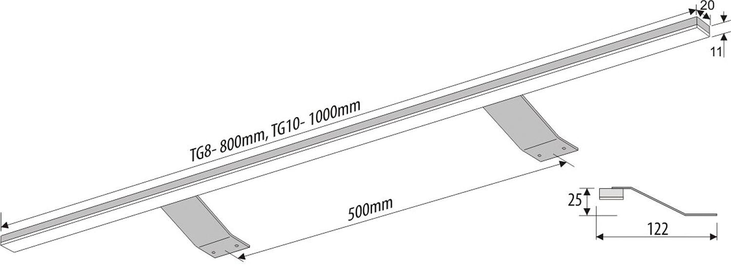 Furniture light 600, LED 4.39W, 36 LEDs, aluminum, 1m power cord