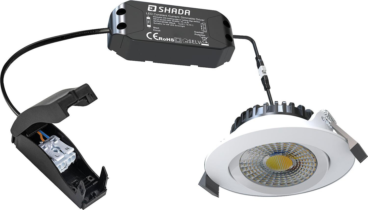LED recessed spotlight - 6W 530lm 2700–1800K - dimmable - white