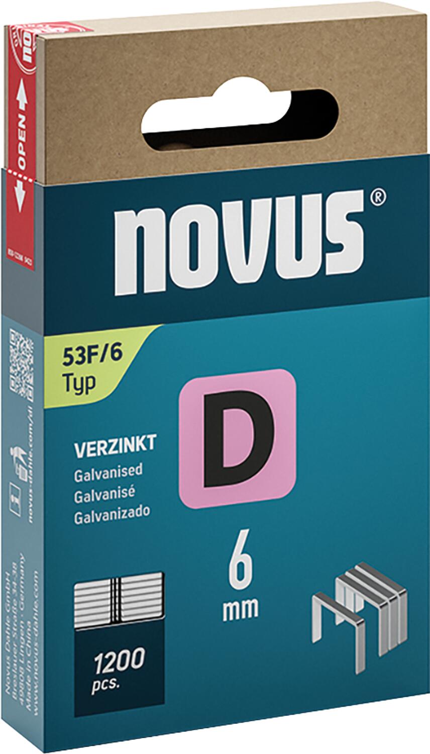 Flachdrahtklammer Novus Typ F 53F/6 verzinkt VPE: 1200 Stück