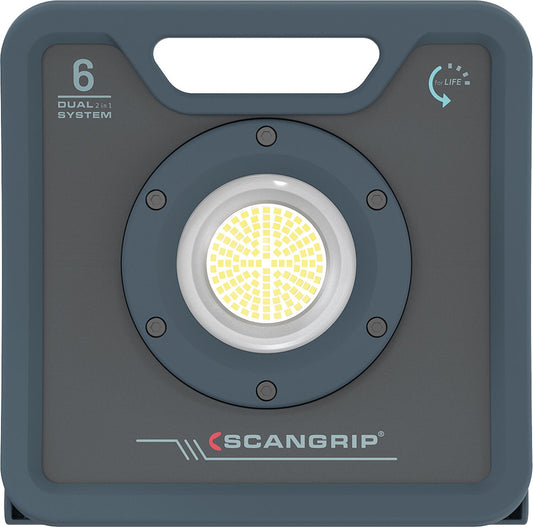 scangrip® NOVA 6 C+R for LIFE battery-powered LED work light, construction spotlight, 18 V with 3.2 Ah battery