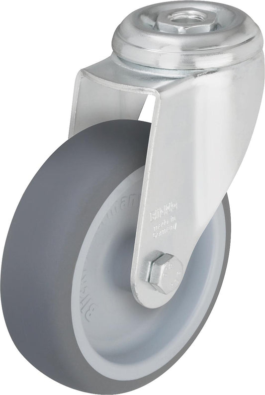 Swivel caster LKRA TPA 80G with rubber tread, wheel diameter 80 mm, load capacity 100 kg