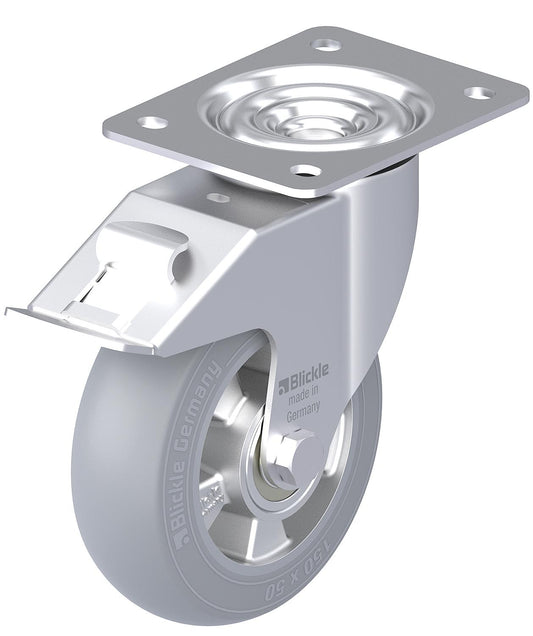 BLICKLE swivel caster, sheet steel, LE-ALES 150K-FI-SG, wheel diameter 150mm with brake
