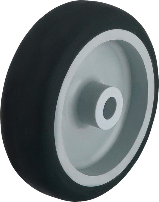Wheels with thermoplastic rubber tread, axle hole Ø 8 mm, load capacity 50 kg, wheel Ø 50 mm