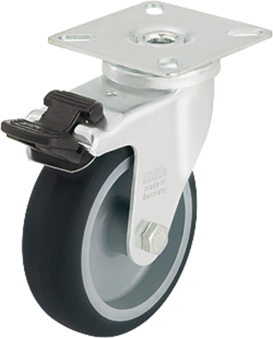 Swivel caster with brake LPA-TPA 50G-FI, load capacity 50kg, wheel Ø 50mm, plate size 60x60mm