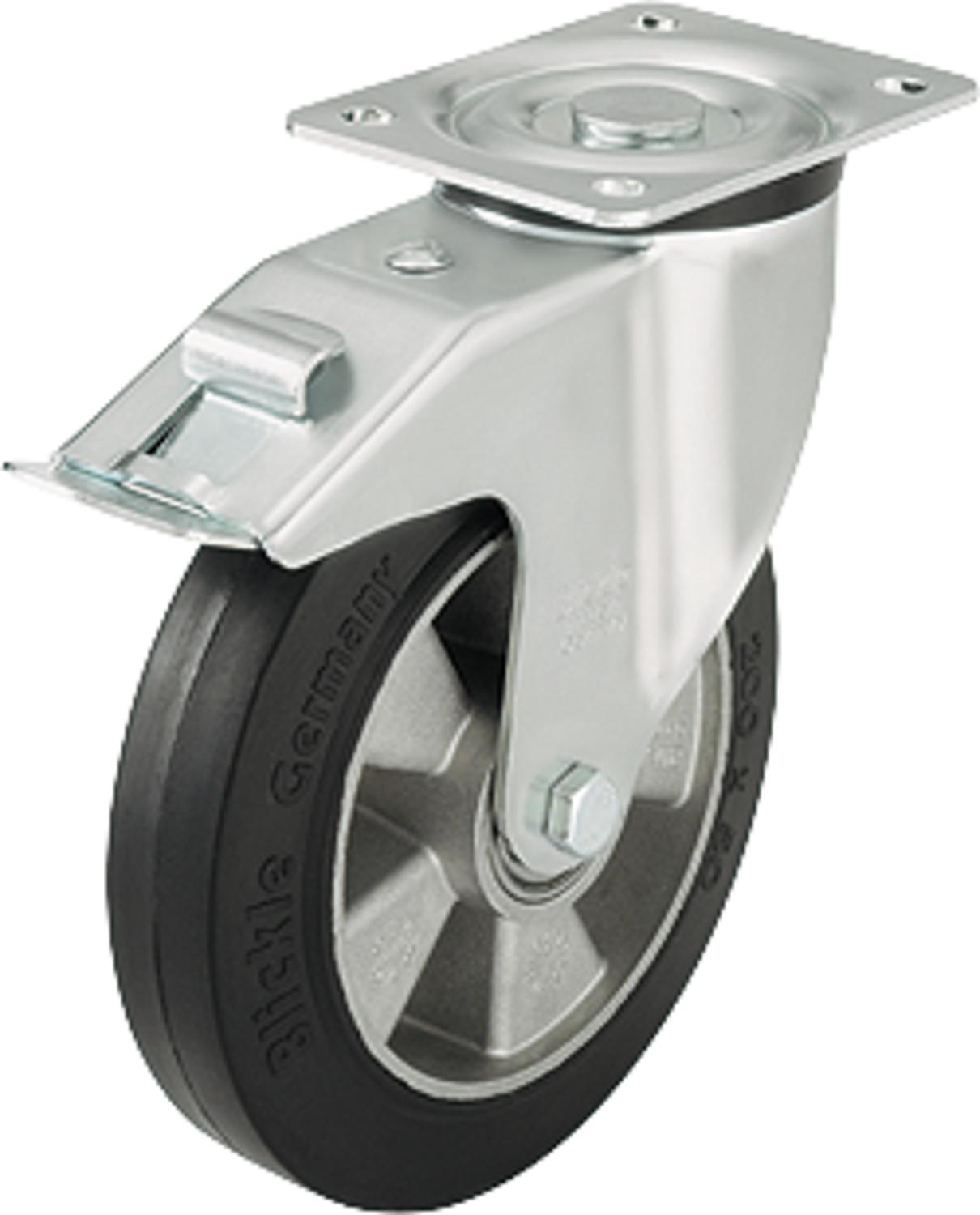 Schwerlast Lenkrolle m. Feststeller L-ALEV 100K-FI,Tragfähigkeit 200kg Rad-Ø 100mm,Plattengrösse 100x85mm