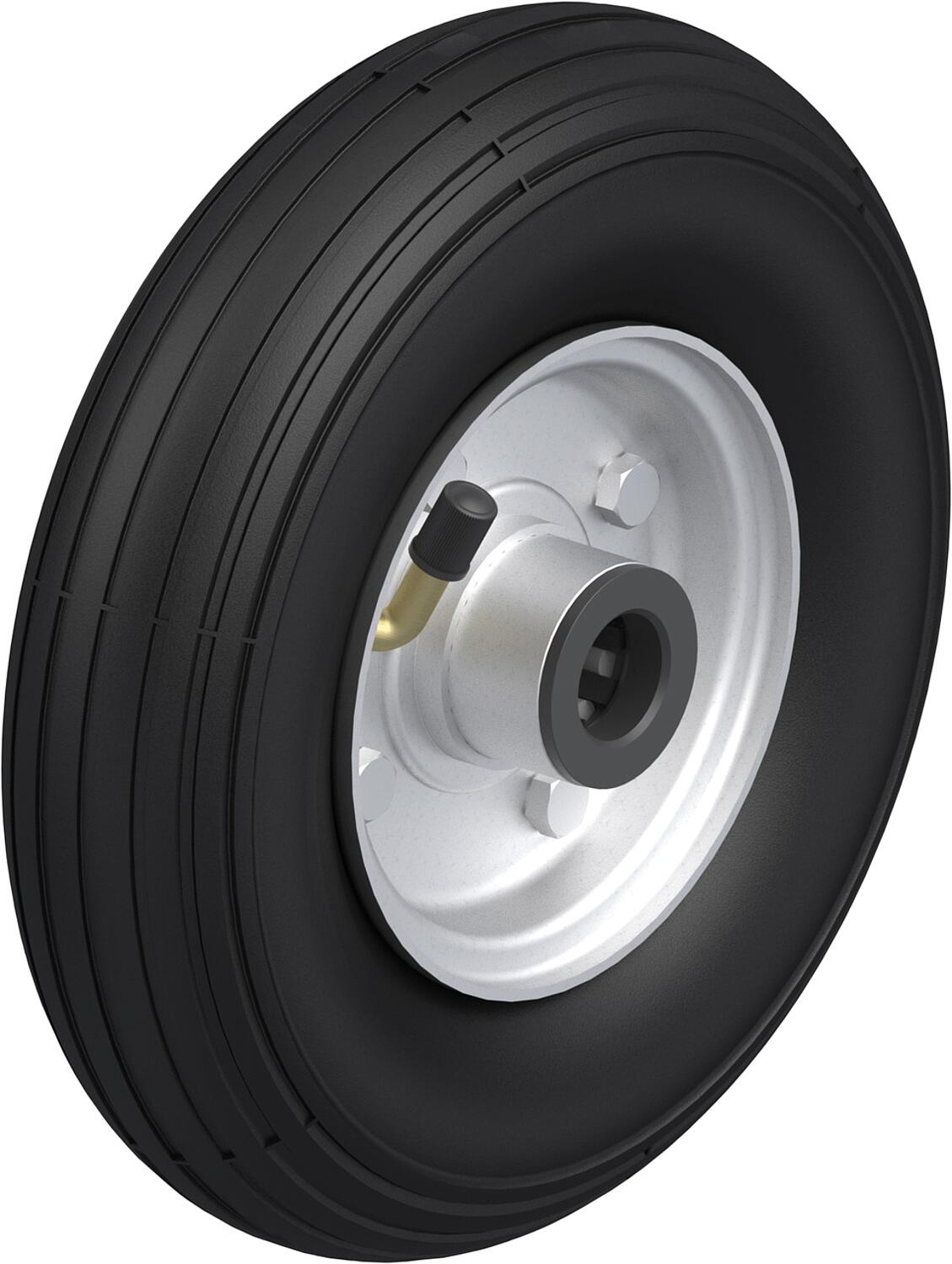 Pneumatic tires with grooved tread pattern P 200/20-60R, load capacity 75kg, wheel diameter 200mm, axle hole diameter 20mm