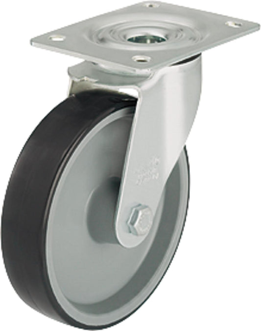 Swivel caster with polyurethane tread, plate size 100x85mm, wheel Ø 80mm, load capacity 150kg