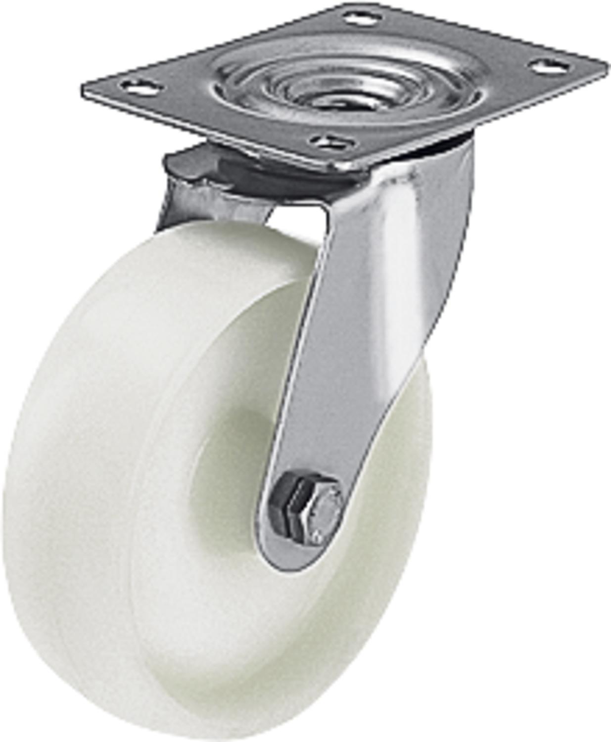 Swivel caster polyamide/stainless steel LEX-PO 80G, load capacity 150kg, wheel Ø 80mm, plate size 100x85mm