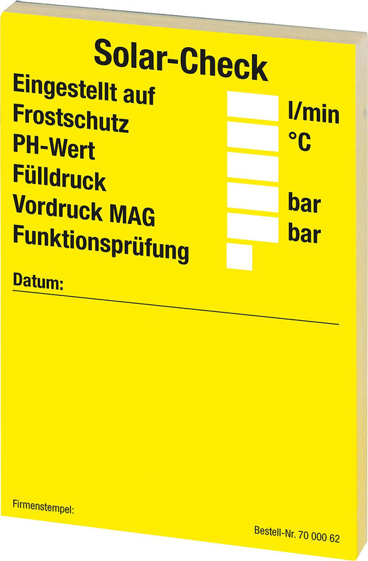 Maintenance stickers "Solar Check" 1 block of 50 pieces