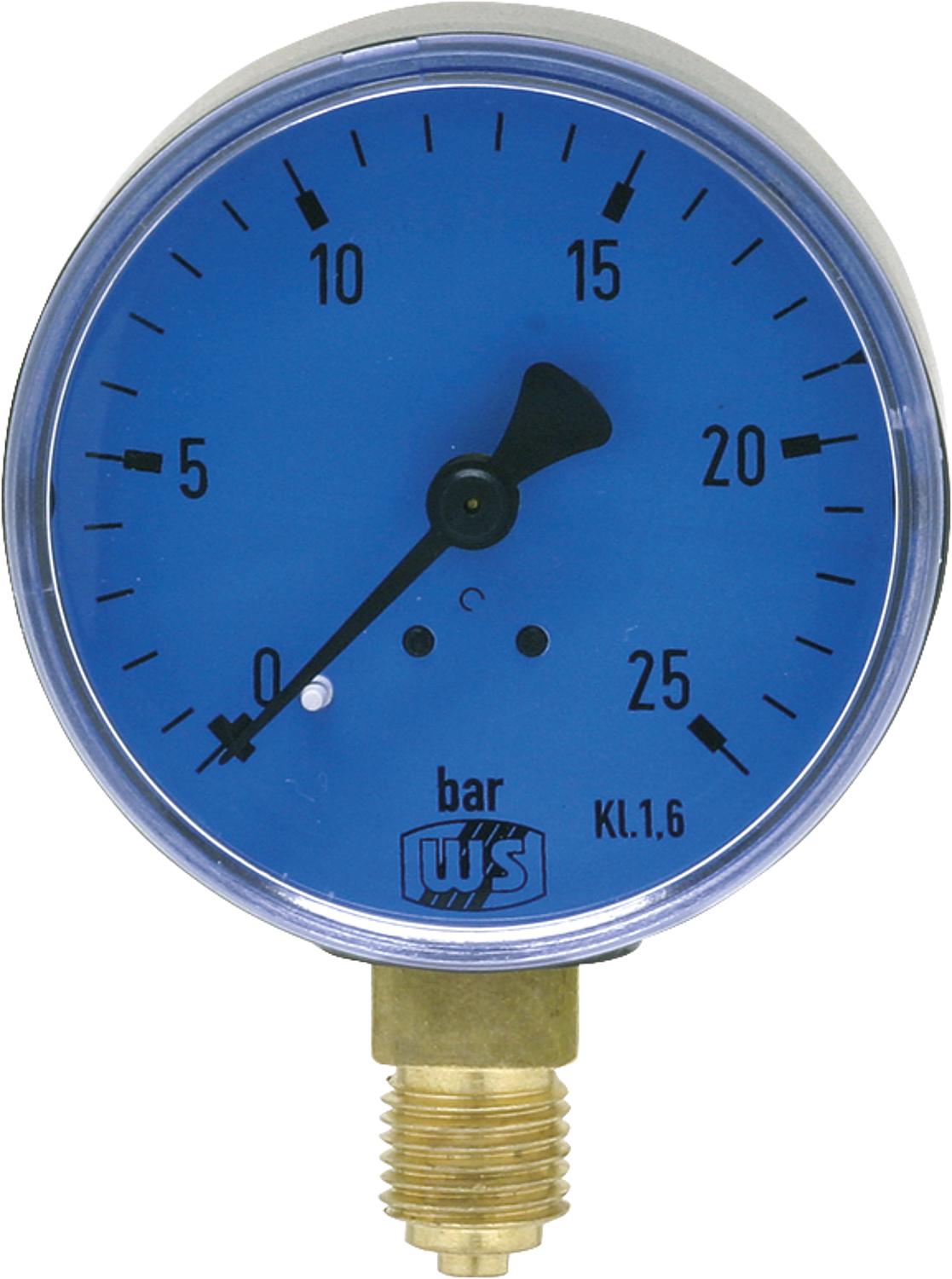 Öldruckmanometer ohne Glyzerin- dämpfung 0-25bar  63 mm 1/4" unten