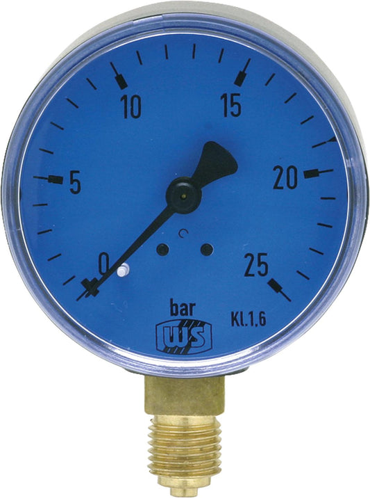 Öldruckmanometer ohne Glyzerin- dämpfung 0-25bar  63 mm 1/4" unten
