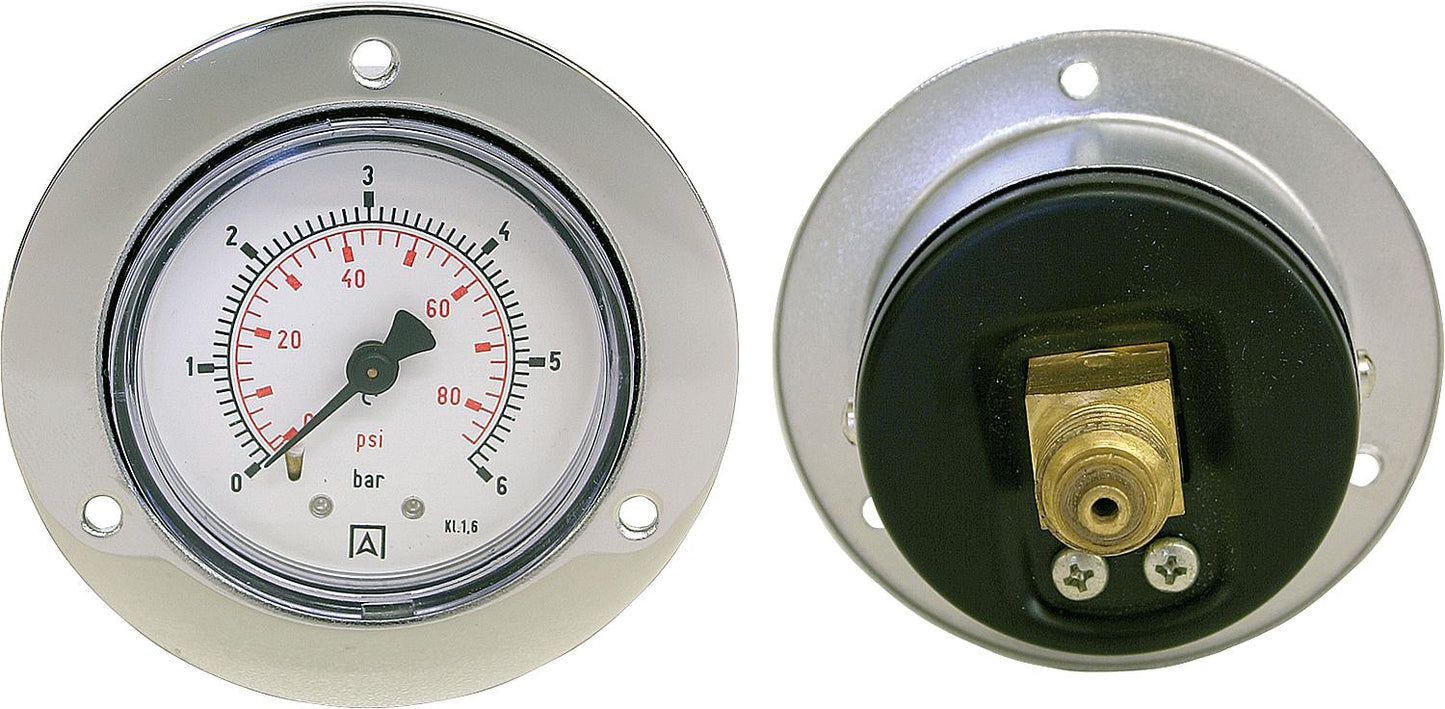 Rohrfeder-Manometer ø 50 mm, DN 8 (1/4") axial, mit Einbaurand