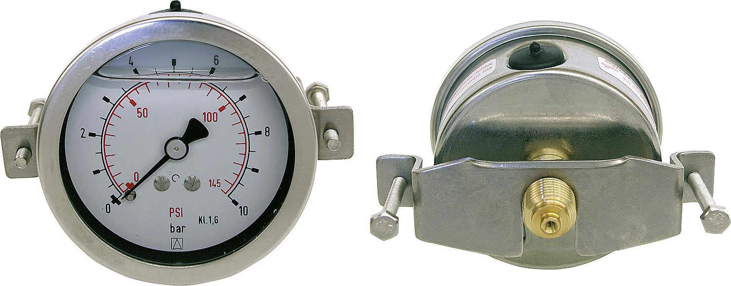 Glyzerin-Rohrfeder-Manometer, ø 63 mm, DN 8 (1/4") axial, mit Dreikantfrontring