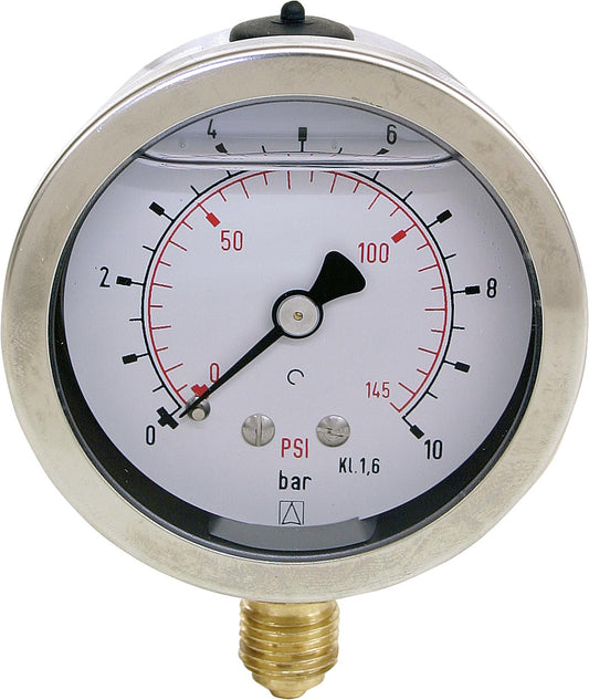 Glyzerin-Rohrfeder-Manometer ø 63 mm, DN 8 (1/4") radial