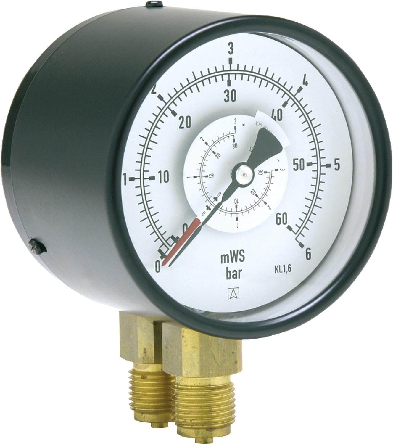 Differential pressure gauge 0-2.5 bar, Ø 100 mm, G1/2