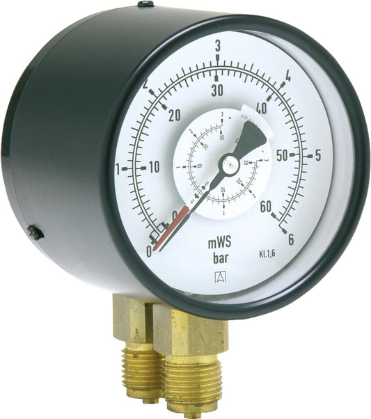 Differenzdruck-Manometer ø 100 mm, 2x DN 15 (1/2") radial