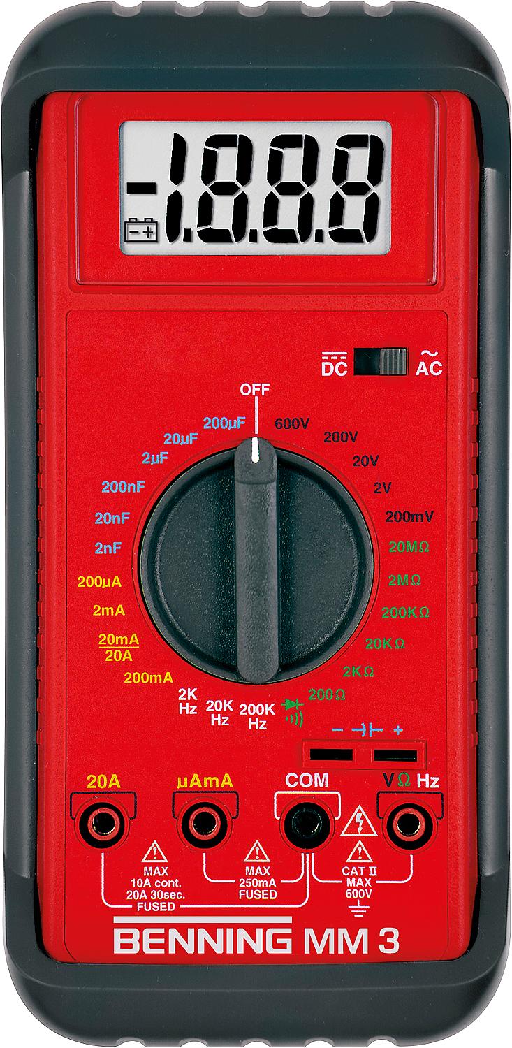 Digital-Multimeter und manueller Messbereichsauswahl BENNING MM3