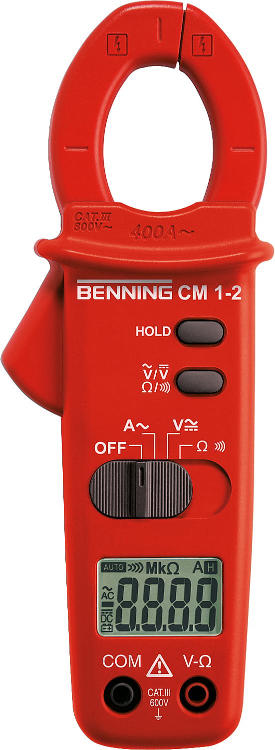 Digital current clamp for AC current, Benning CM 1-2 including bag and test leads