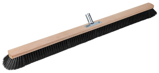 Hall broom, wood, 100 cm, raw, round, metal holder