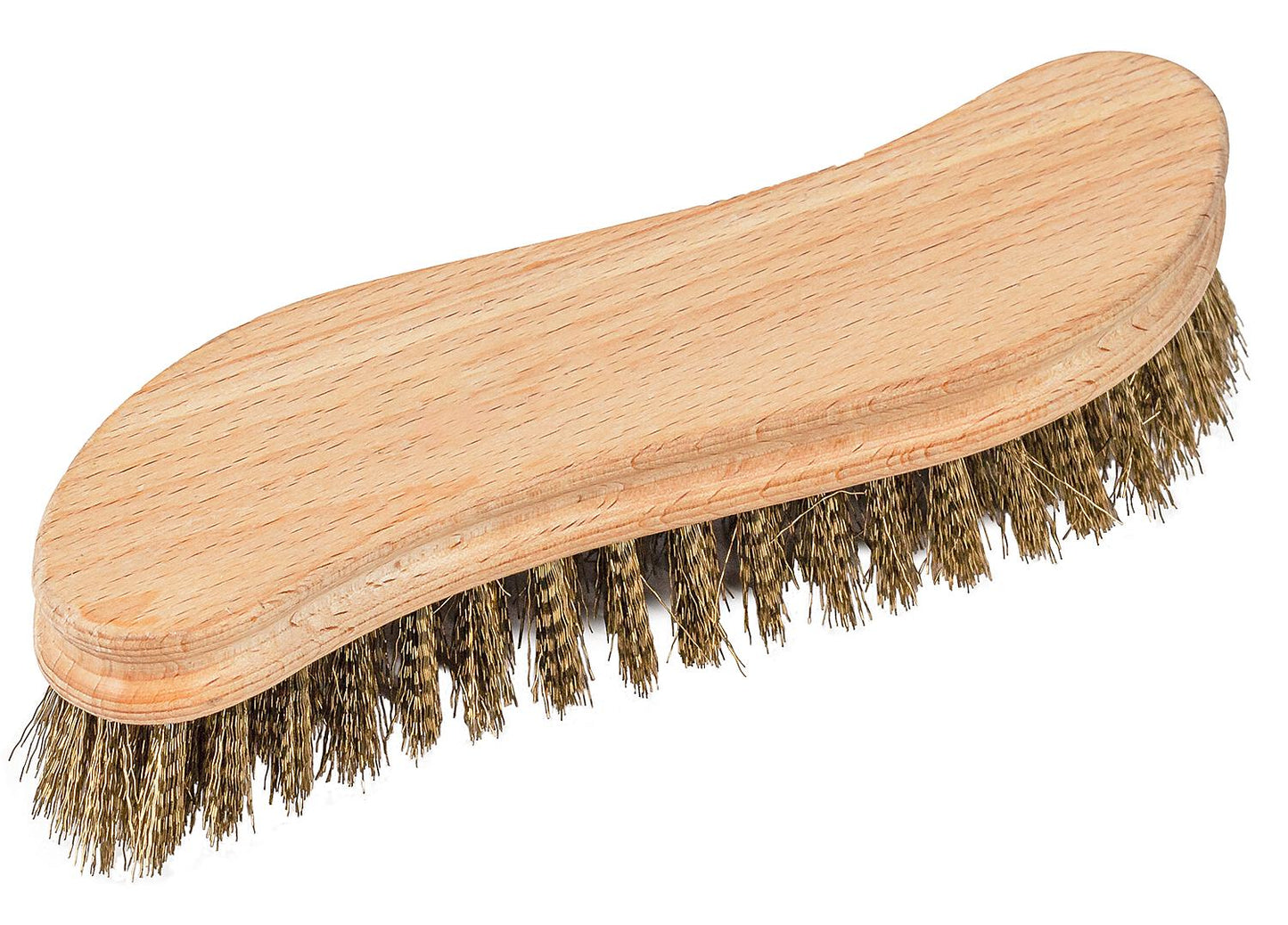 Brosse en laiton, bois, forme en S, laiton