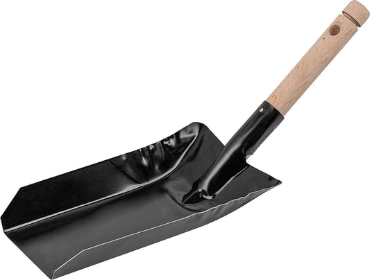 Black coal shovel with wooden handle