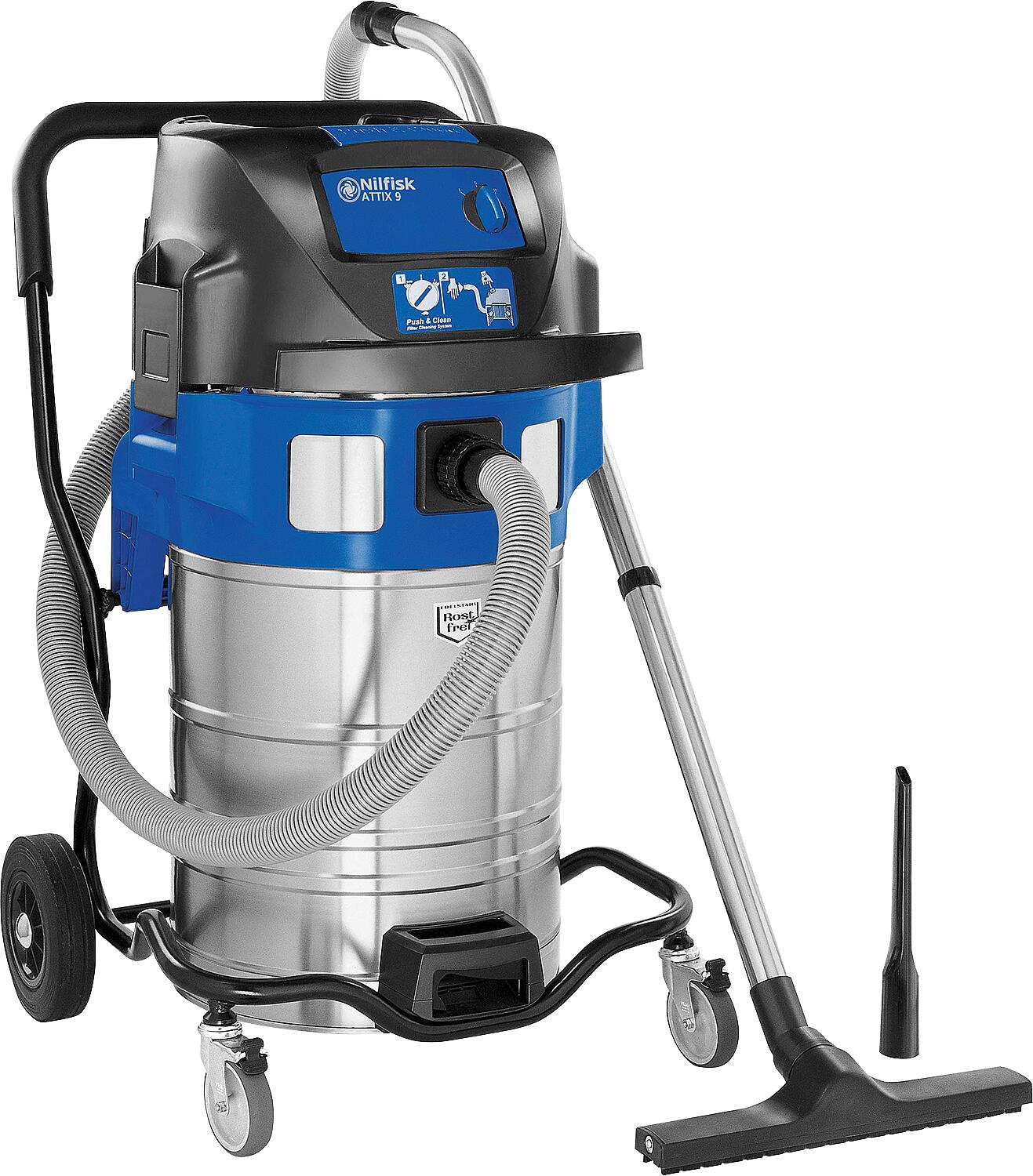 Aspirateur eau et poussière Nilfisk Attix 961-01 PC avec cuve en acier inoxydable de 70 l