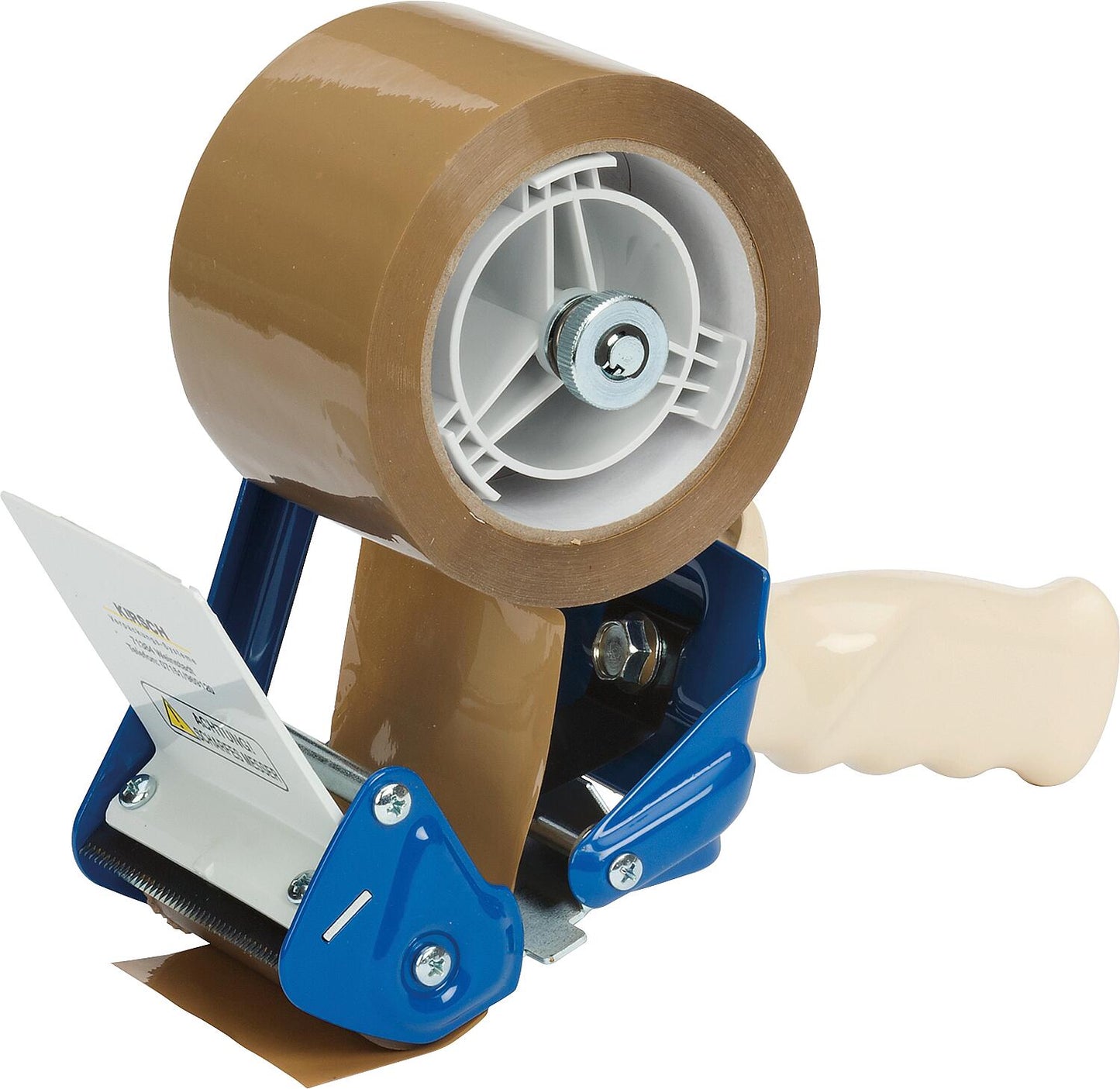 Hand dispenser for adhesive tapes up to 75mm wide, with roller brake, stable metal frame
