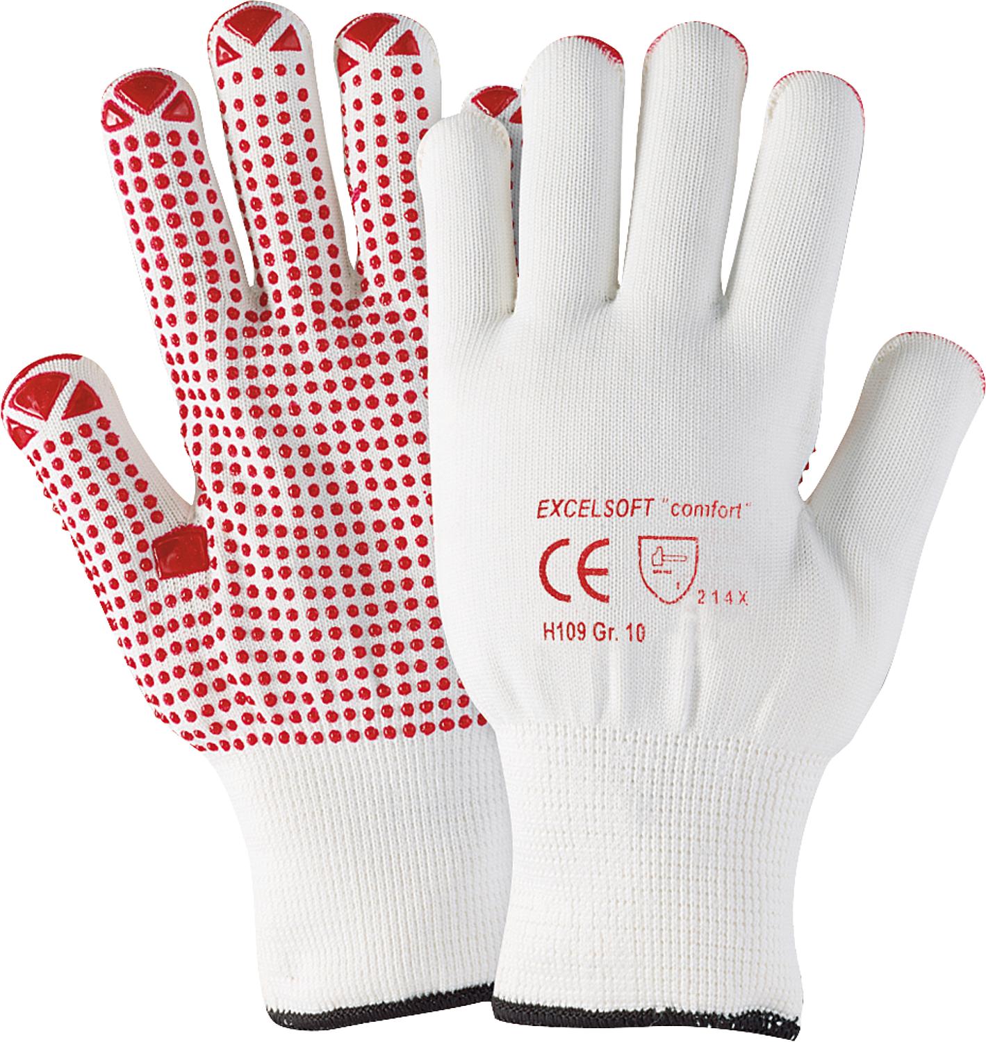 Protective knitted gloves, white, size M, 1 pair