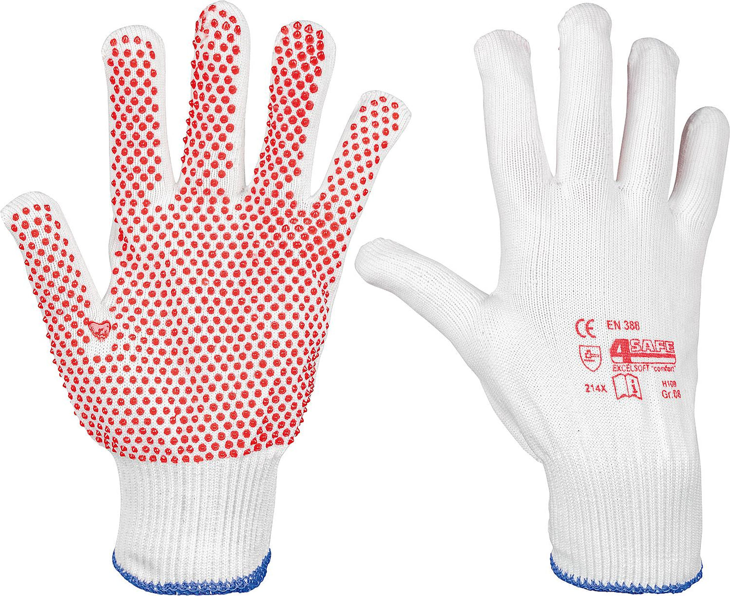 Protective knitted gloves, white, size M, 1 pair