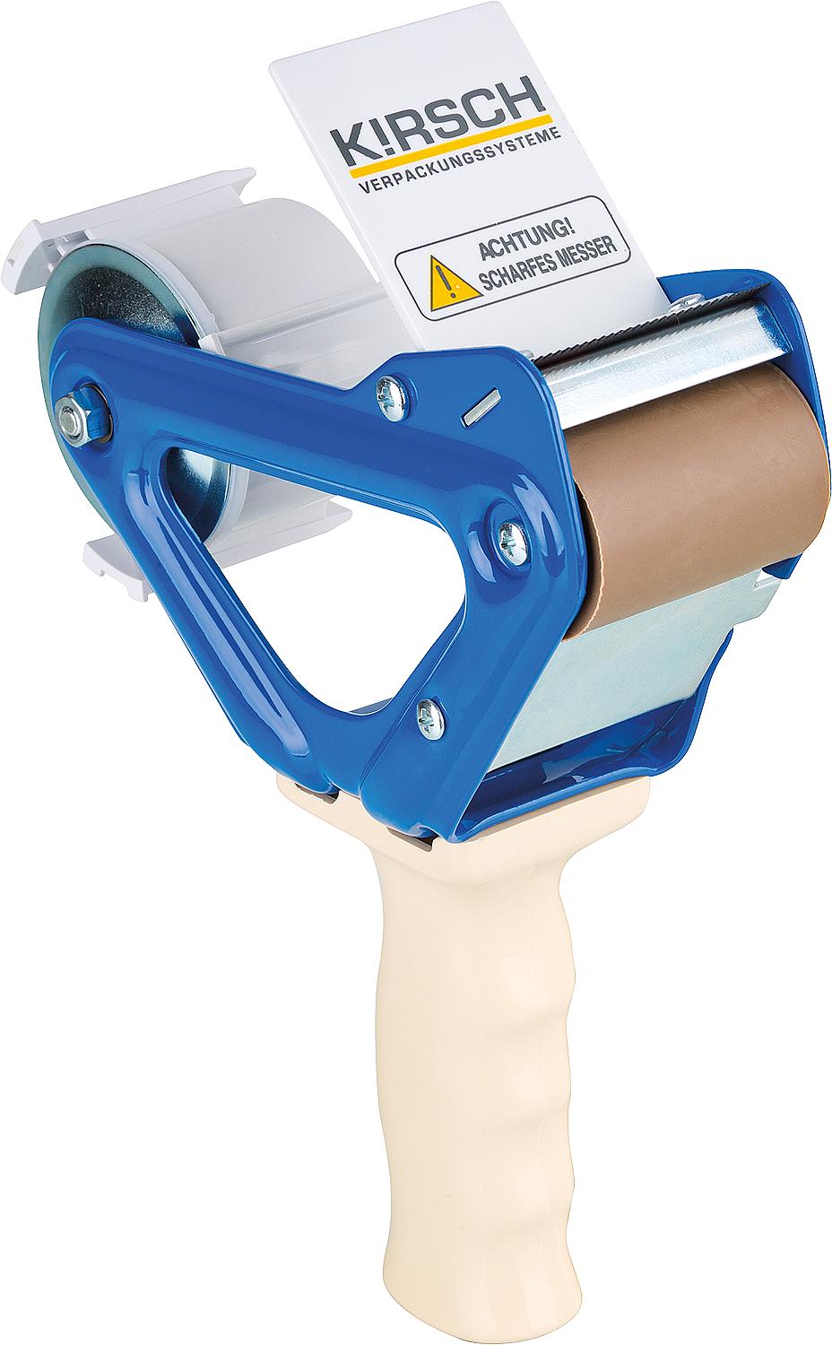 Hand dispenser for adhesive tapes up to 75mm wide, with roller brake, stable metal frame