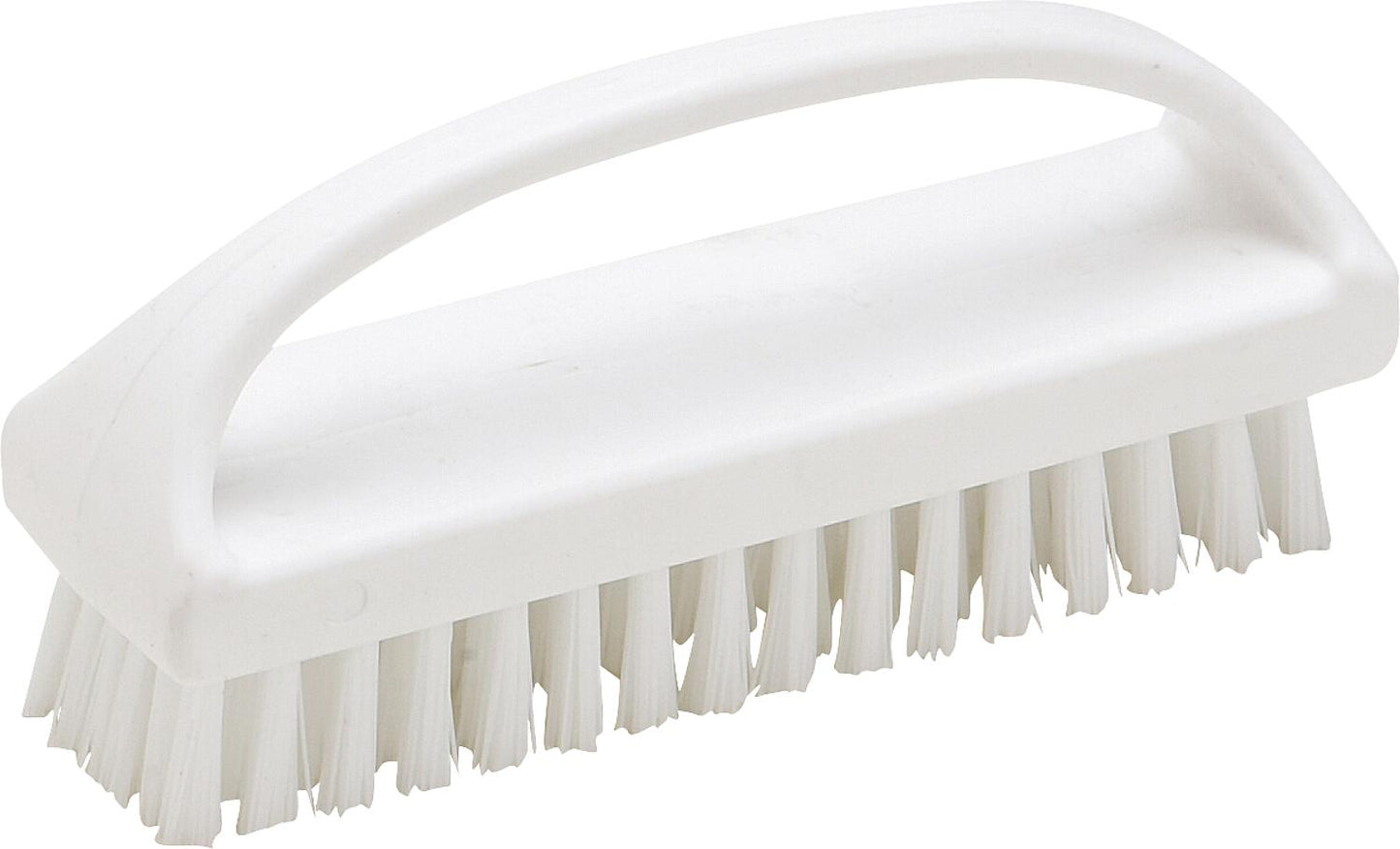Brosse à mains en plastique avec manche. Couleur : blanc.