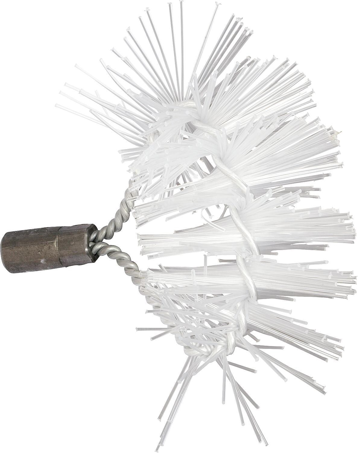 Curved rear brush with M10 internal thread, transparent polyamide, suitable for Buderus cast iron boilers