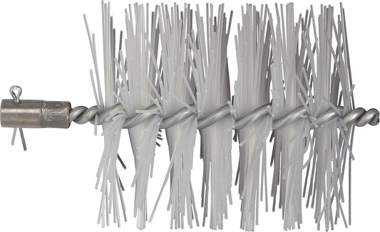Boiler brush with M10 internal thread and cotter pin, suitable for Buderus steel boilers, transparent polyamide.
