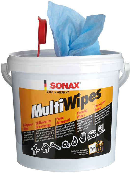 SONAX Multiwipes hand cleaning wipes, 1 bucket containing 72 wipes