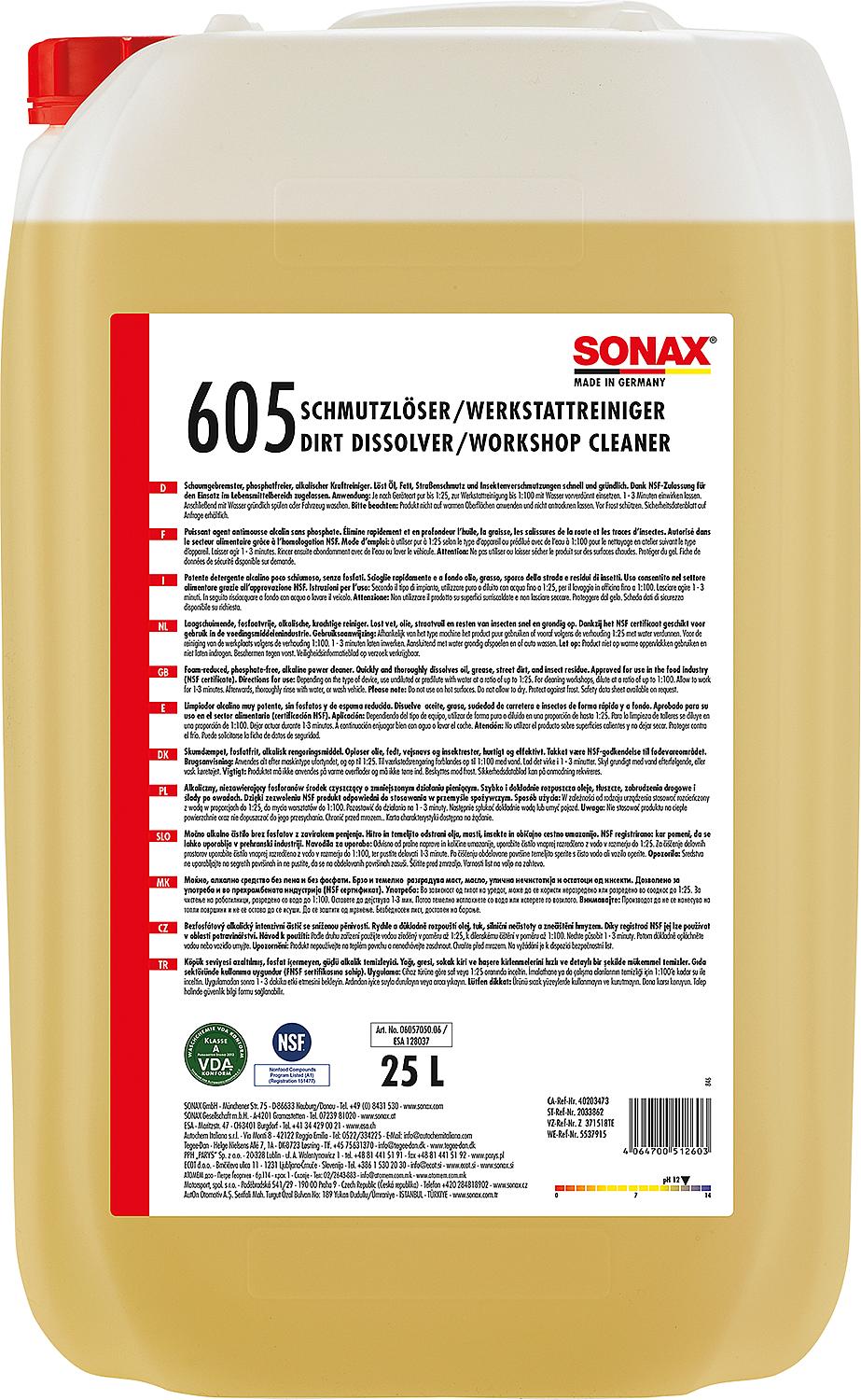 Dirt remover &amp; workshop cleaner (NSF) SONAX 25l canister