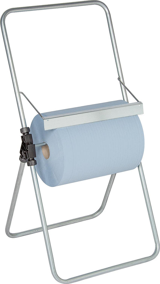 Floor-standing roll holder for large rolls, lightweight design