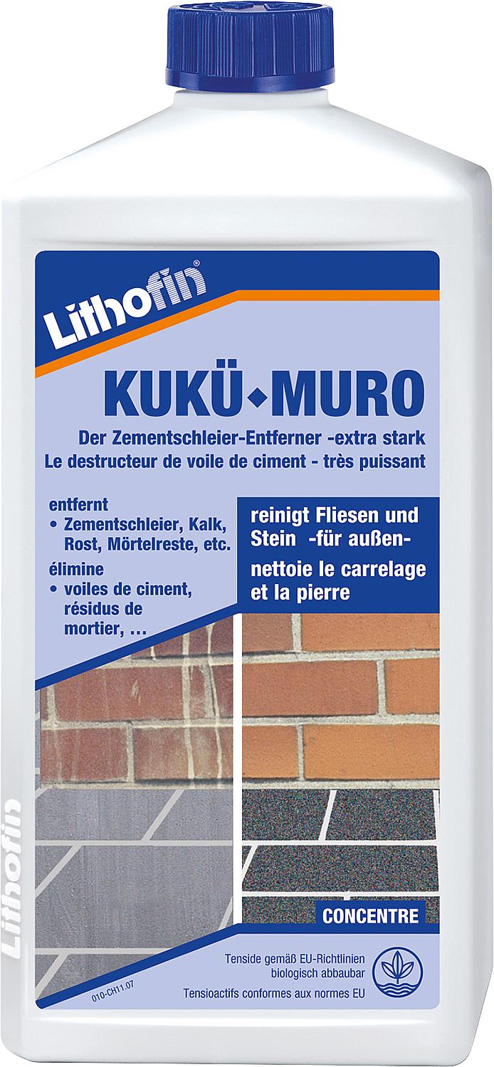 LITHOFIN KUKÜ-MURO Cement Residue Remover - Extra Strength, 1 L Bottle