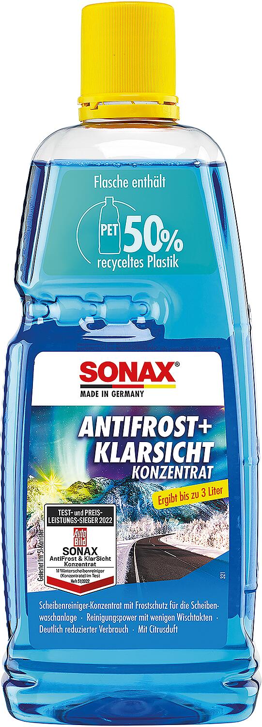 SONAX AntiFrost + Clear View Concentrate Citrus Winter Windscreen Cleaner 1L Bottle