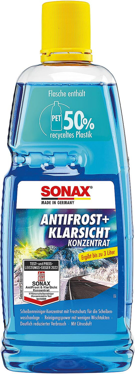 SONAX AntiFrost + Clear View Concentrate Citrus Winter Windscreen Cleaner 1L Bottle