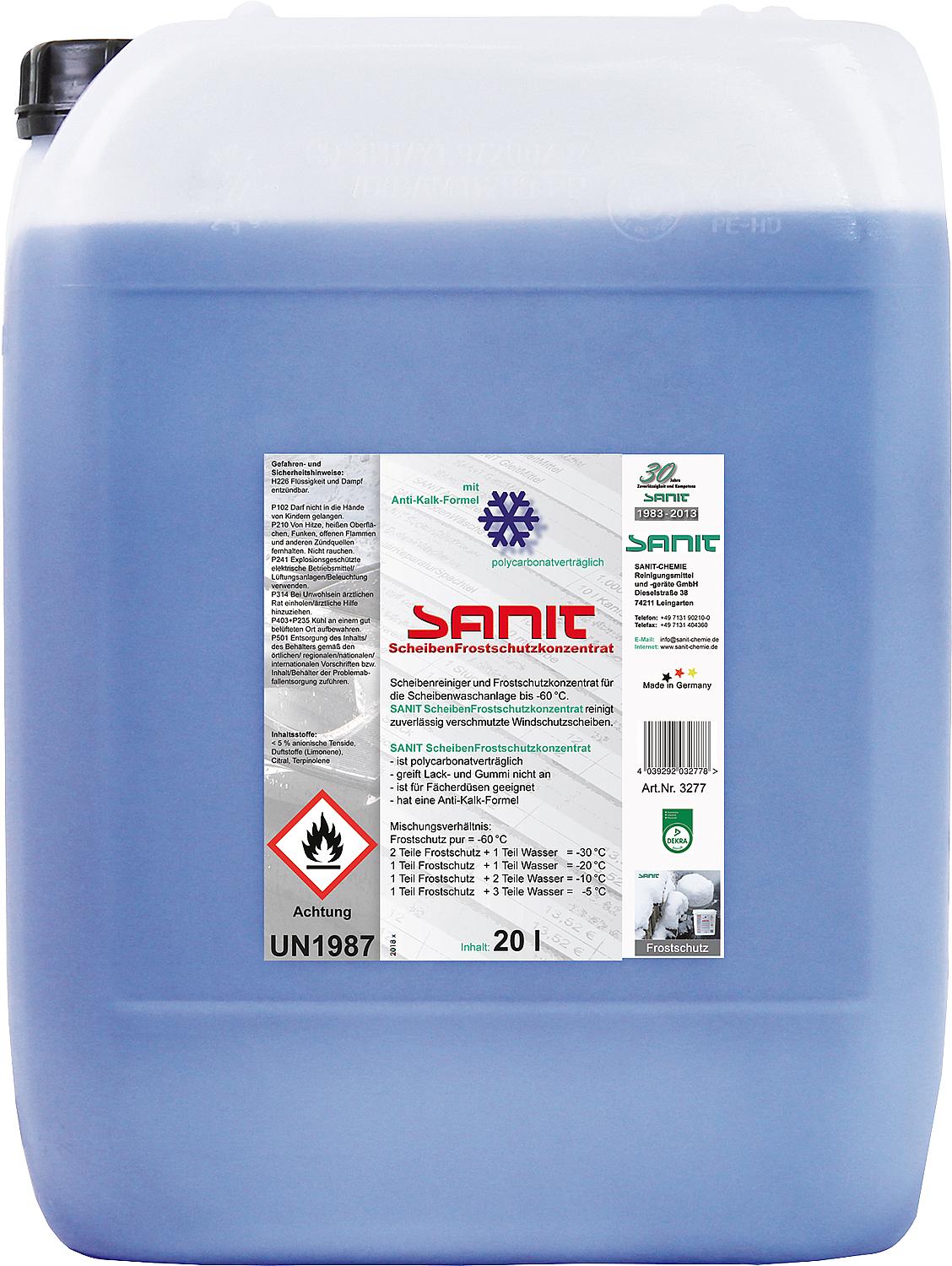SANIT Windscreen Antifreeze Concentrate down to -60°C, 5l Canister