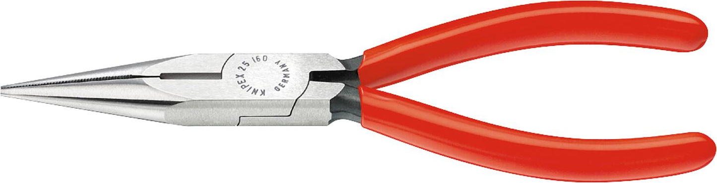 Flat-nose pliers with polished cutting edge, plastic coated, straight jaws, length 140mm